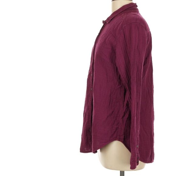 Xirena Scout Cotton Chelsea Gauze Top Burgundy Red Long Sleeve Button Down Med - Picture 3 of 7